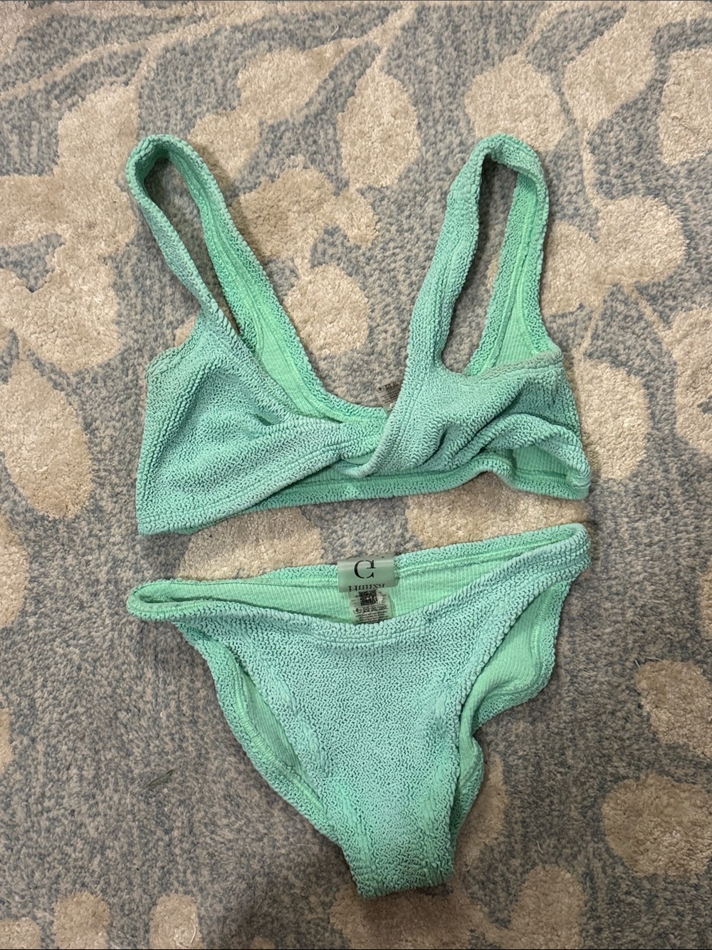 Hunza G Seafoam Green Textured Bikini Set
